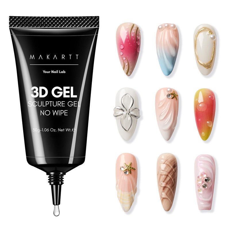 Makartt 3D Gel Nail Art - 30g Sculpting Gel Glue for Drawing, Molding, Sculpture, Gems & Decoration, Clear No-Wipe Gels Polish for DIY Nail Designs