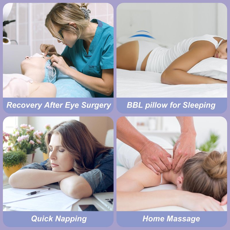 HOMCA Face Down Pillow After BBL or Eye Surgery - Home Massage Pillow Stomach Sleeping Face Down for Bed with CertiPUR-US Certified Memory Foam and Removable Cover