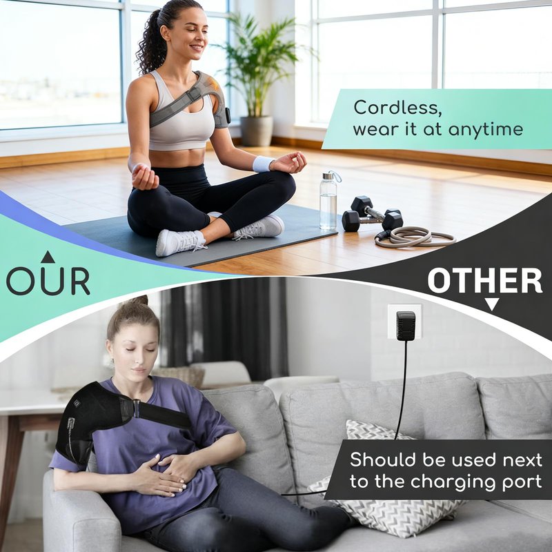 Hewelth Triple Method Shoulder Massager, with Heat Compression & Vibration, Triple Therapy Shoulder Massager for Shoulder Pain Relief and Muscle Relaxation