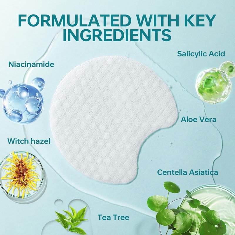 Cleansing Toner Pads - Salicylic Acid Exfoliating Facial Pads with Tea Tree Oil & Niacinamide | 70 Count