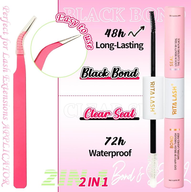 RITALASH Lash Extension Kit - 640pcs DIY Cluster Lashes with Bond & Seal | 10D-40D, 10-16mm Sizes