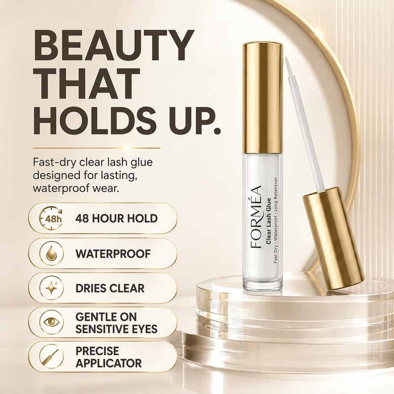 Clear Lash Glue - Fast-Drying Waterproof Eyelash Extension Adhesive | Strong Hold for False Lashes