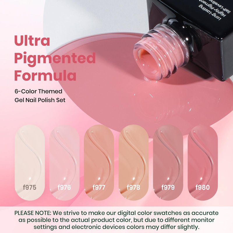 Beetles Nude Pink Gel Polish - 6 Colors Nude Pink gel polish Set Summer Light Colors Soak Off Nail Art Manicure Salon Uv Led DIY at Home Vanilla Cloud Collection