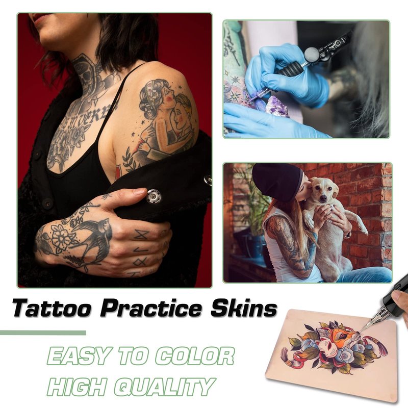 Rayyl 20PCS Tattoo Practice Skin with Transfer Paper Kit - Includes 5PCS Tattoo Practice Fake Skin and 15PCS Transfer Paper for Beginners & Experienced Artists…