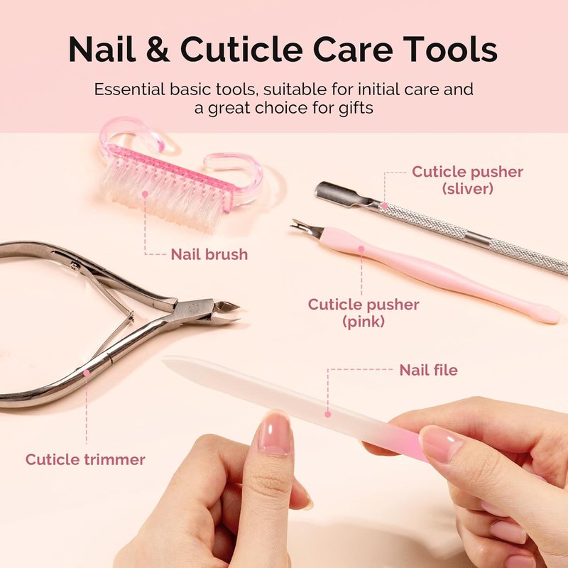 MelodySusie Cuticle Remover Kit - 60g Cream, 15ml Oil, Trimmer & Nail File for Perfect Manicure