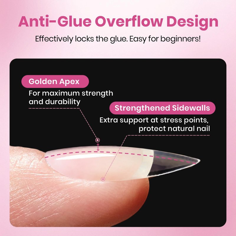 Beetles Gel Nail Tips Flat-X - Square Short, 160pcs 16 Sizes, Pre-Etched Half Matte Full Cover Soft Acrylic False Nail Tips Clear Press on Easy DIY Extension Salon for Flat & Natural Nail Beds