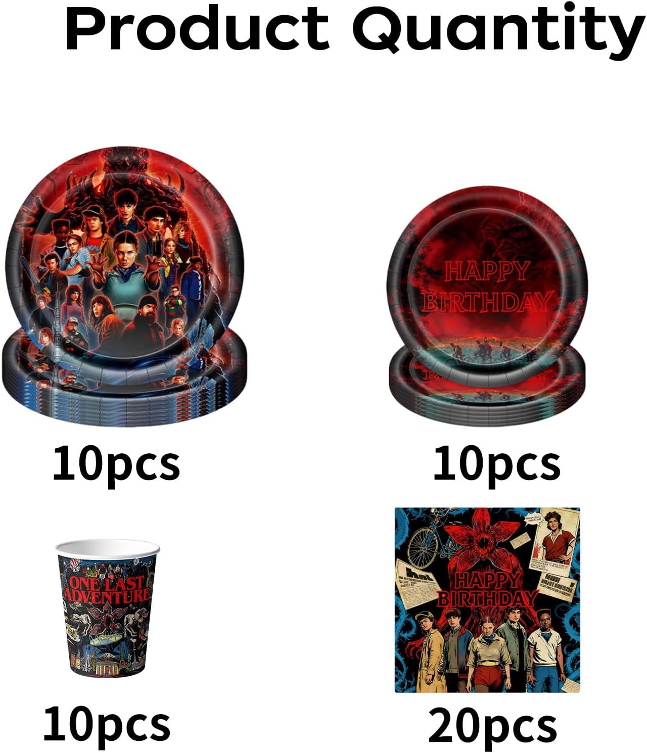 Stranger Things | 50-Piece TV Party Tableware Set - Movie Theme Birthday Supplies with Plates, Napkins & Cups