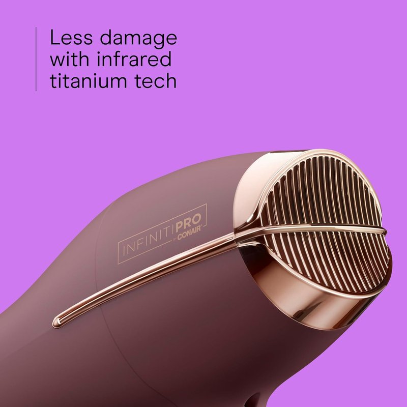 Infiniti PRO by CONAIR Hair Dryer - 1875W AC Motor with Diffuser & Concentrator Attachments | Plum Color