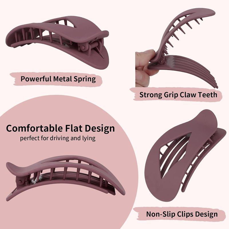 Flat Hair Clips for Women - 10 PCS Large Matte Rectangle No-Slip Claw Clips | Strong Hold for Thick & Thin Hair