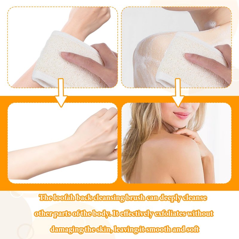 LXUEJIE Natural Loofah Back Scrubber, Exfoliating Body Scrubber, Loofah Exfoliating Bath Strap Shower Loofah Back Sponge to Clean Body Deeply for Women and Men