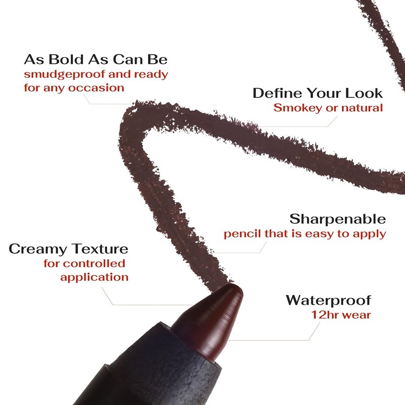 Brown Eyeliner Pencil - Longwear Waterproof & Smudge-Proof Formula | Perfect for All-Day Use