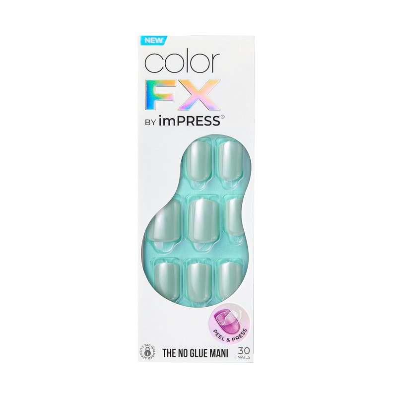 Kiss Impress No Glue Mani Press On Nails - ColorFX 'After Hours' Blue, Short Squoval Shape, 30 Nails Included