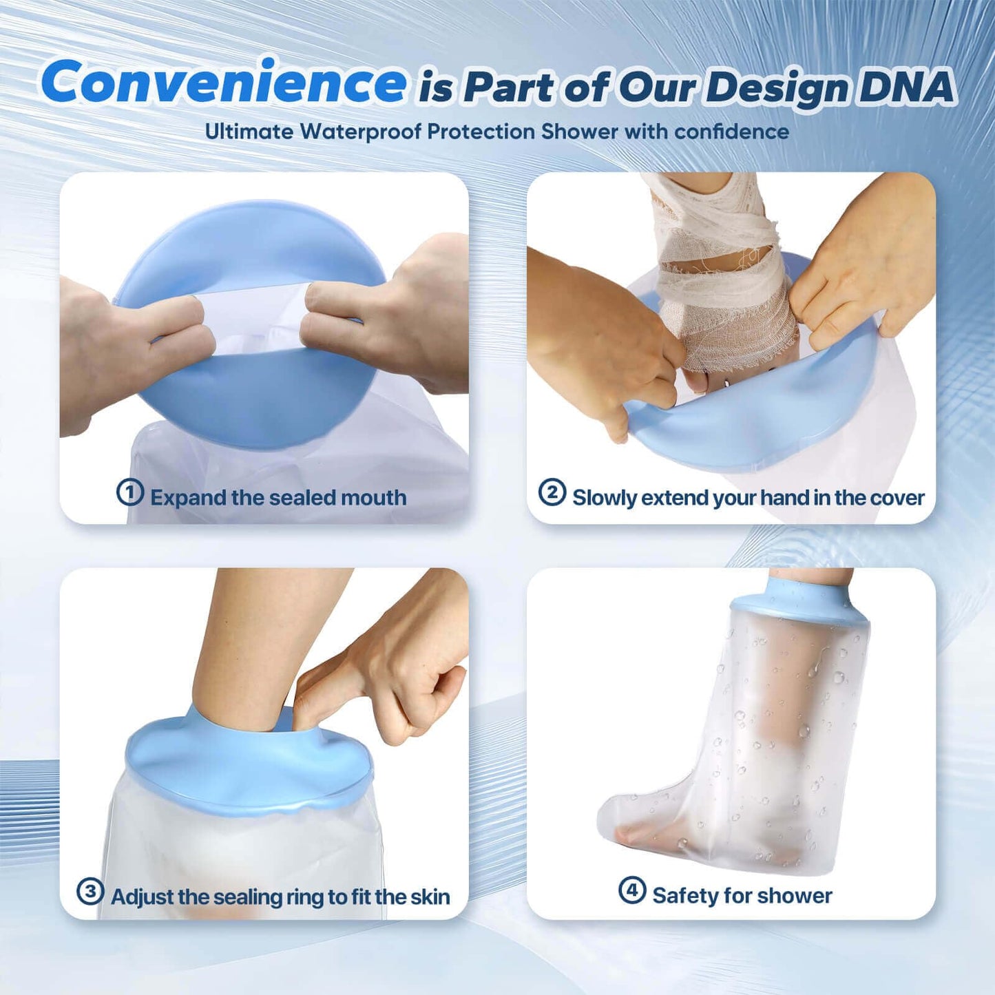 Xuzzry Waterproof Foot Cast Cover for Shower, Ringless Silicone Seal, Reusable Adult Ankle Cast Protector Bag for Surgery Wound Bandage Burns Recovery [2026 Upgraded]