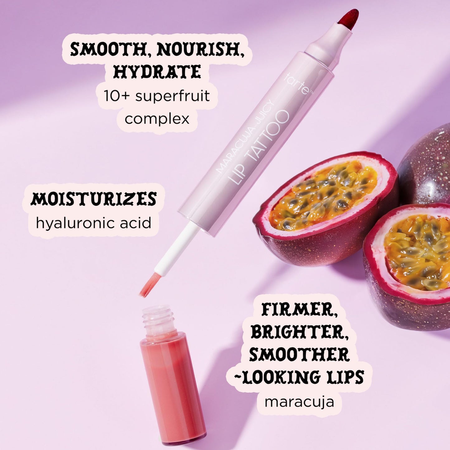 tarte maracuja juicy lip tattoo – Transfer Proof Lip Stain Tint & Nourishing Gloss Combo, 2 in 1 Lipgloss Makeup with Hyaluronic Acid and Vitamin E, Vegan & Cruelty-Free, full size, rose