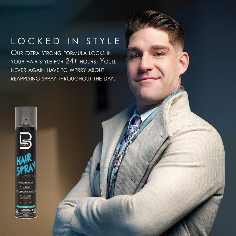 Level 3 Hair Spray by L3 - Long Lasting Strong Hold for All Hair Types - Ideal for Men & Women