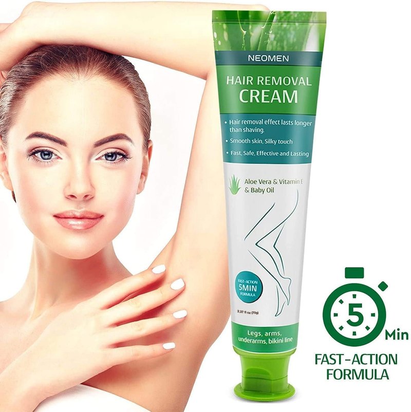 Hair Removal Cream - Painless Depilatory for Sensitive Skin | Moisturizing with Aloe Vera & Vitamin E, 2.37 Fl Oz