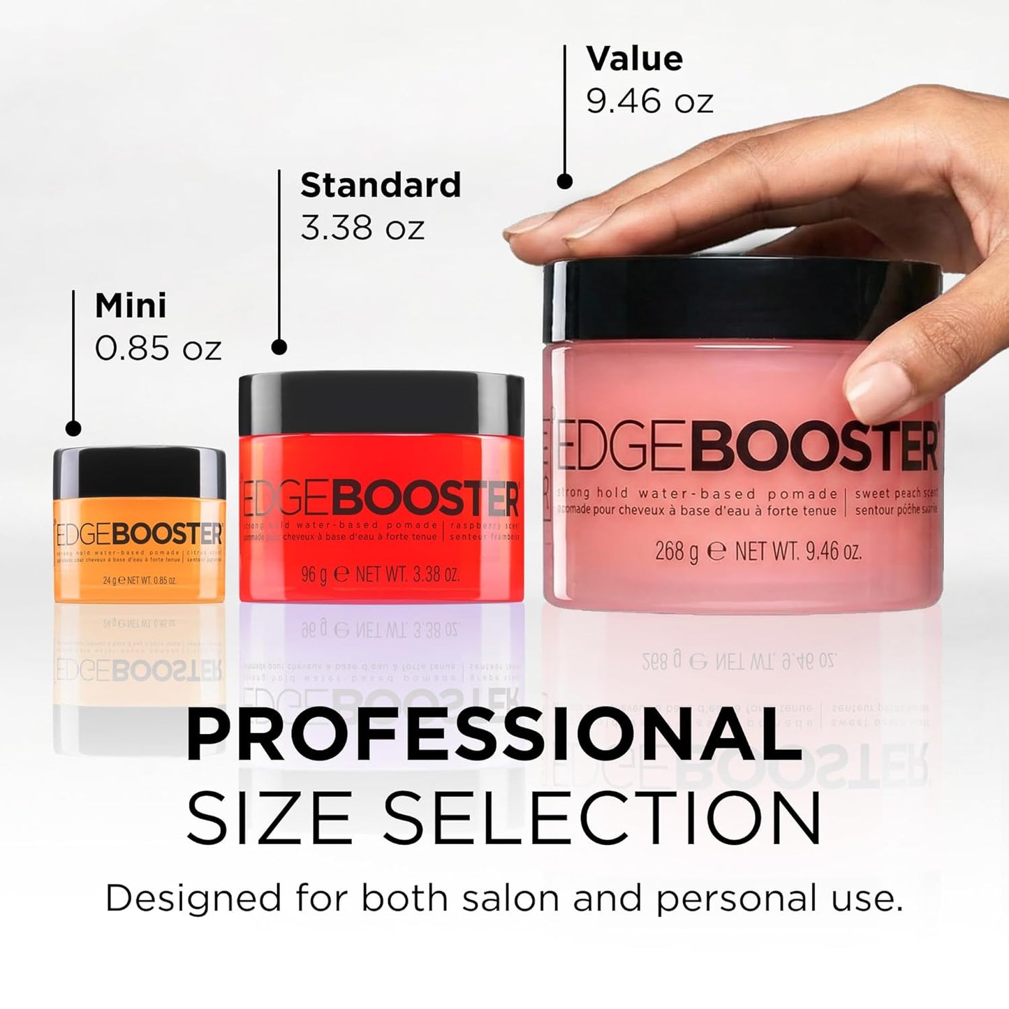 Style Factor Edge Booster Pomade - Strong Hold Water-Based Formula with Argan Oil for Moisture & Shine | Sweet Peach, 3.38 oz