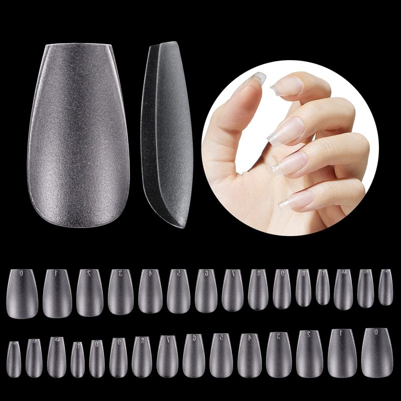 Beetles Short Coffin Gel Nail Tips for Nails Art, 510Pcs Matte Short Coffin False Fake Clear Acrylic Nails for Gel Polish/Dip Powder/Poly Extension for Women