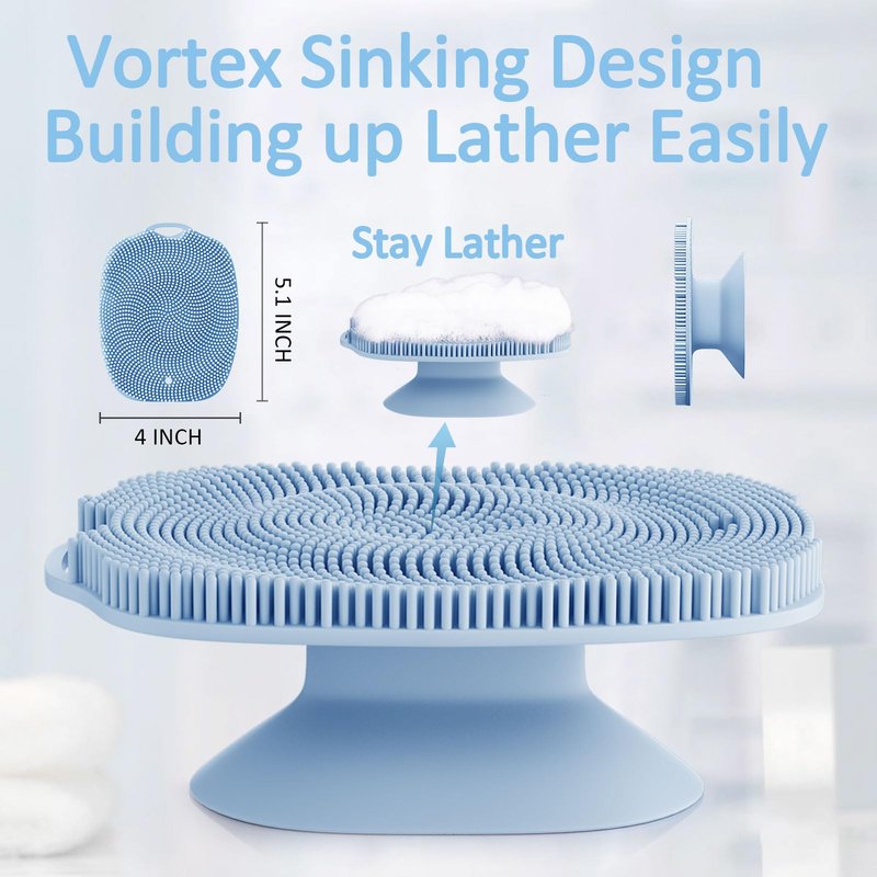 ARIOSOX, Soft Silicone Body Scrubber, Gentle Like a Hand Exfoliating Your Skin and Build Up Lather Easily, Back Large Suction Cup Easy to Store, Long-Lasting & Deep Clean (Blue)