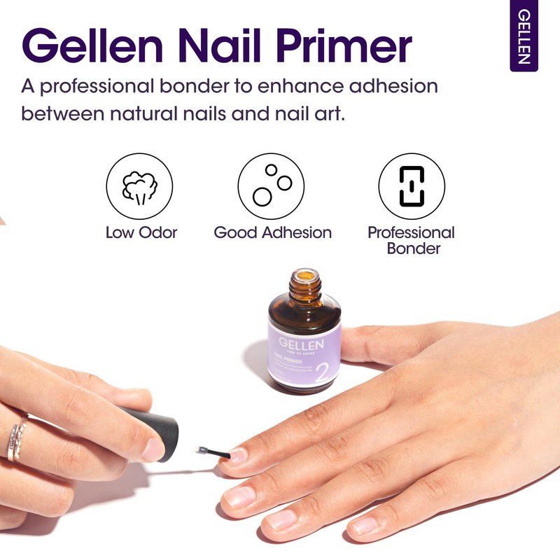 Gellen Nail Dehydrator and Primer Set, Hema-free Nail Prep Dehydrator & Acid-free Bond Primer for Long-lasting Adhesion Nails Lacquer Gel Polish Acrylic Powder Press-ons 3s Air Dry Nails Art Essential