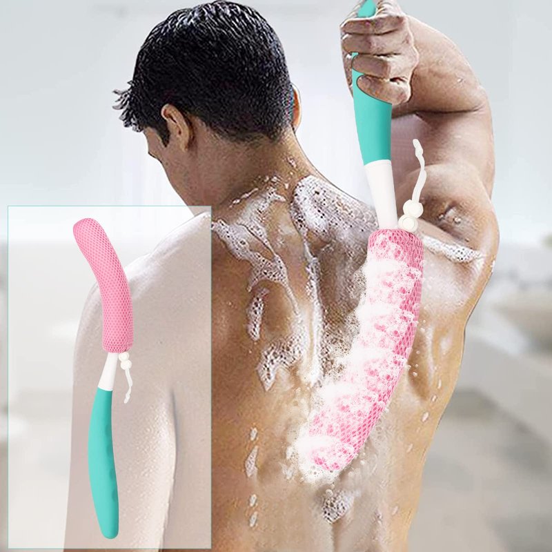 Leetye Mei Long Handle Shower Brush, Non Slip Handle Shower Brush, Long Handle Rear Frosted Shower Brush, Suitable for scrubbing and Bathing in Difficult to Reach Areas of The Body.
