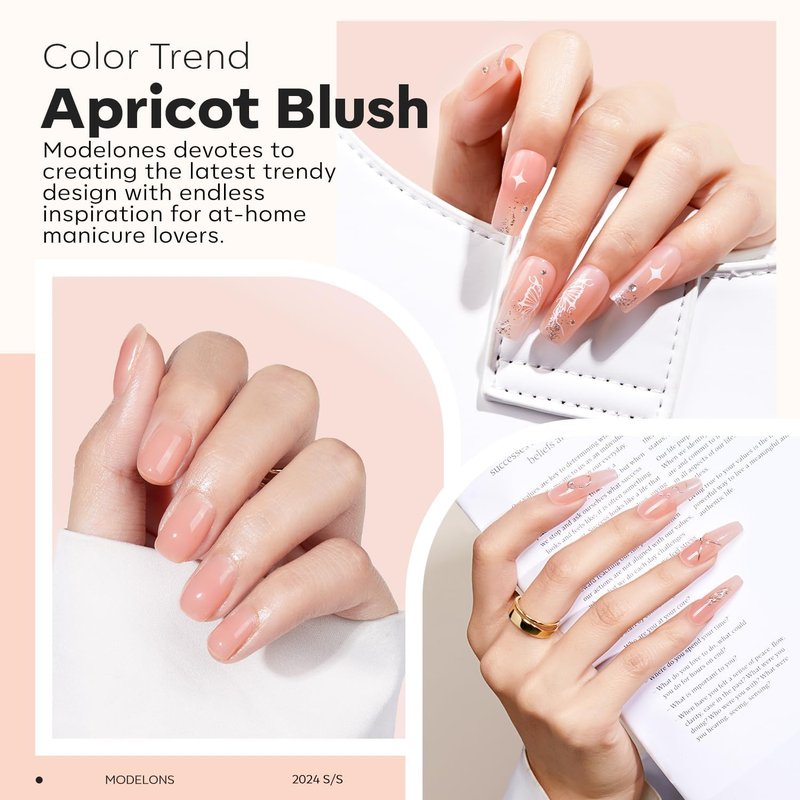 Modelones Builder Nail Gel - 8-in-One Sheer Nude Pink Rubber Base for Apex Building | LED Cured Strengthener