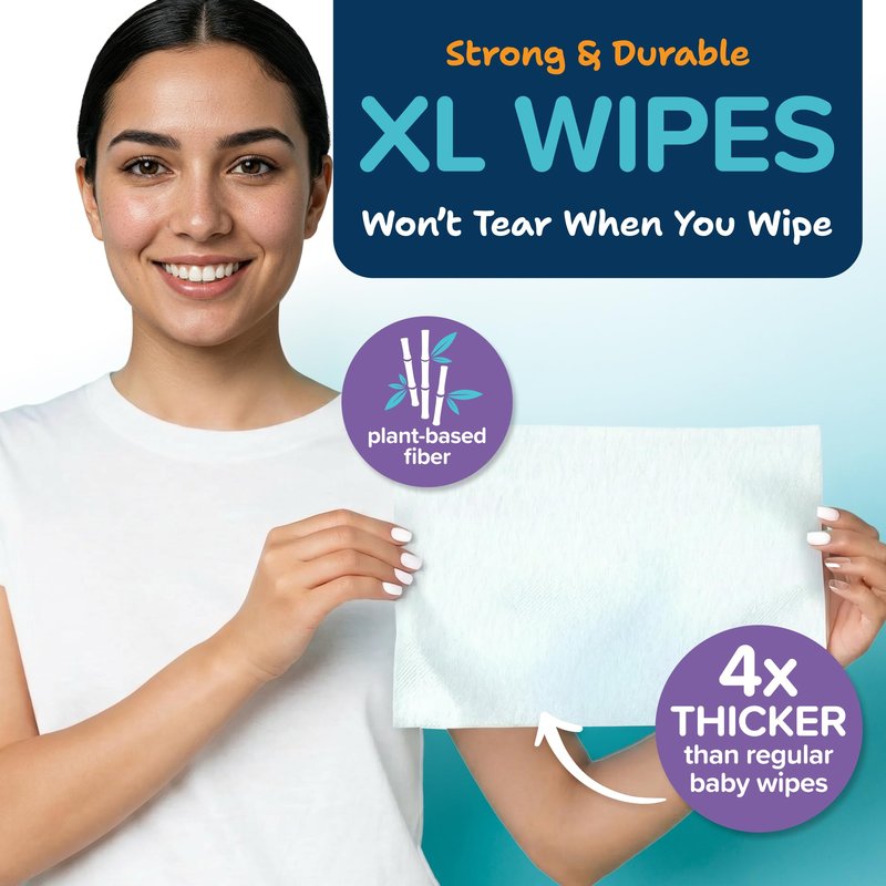 Body Wipes For Adults Bathing No Rinse - 50 XL Ultra Thick Shower Wipes For Adults No Rinse, 5 Packs of 10 Adult Wipes for Personal Cleansing, Daily Hygiene, Bedridden & Elderly Care, Travel, Camping