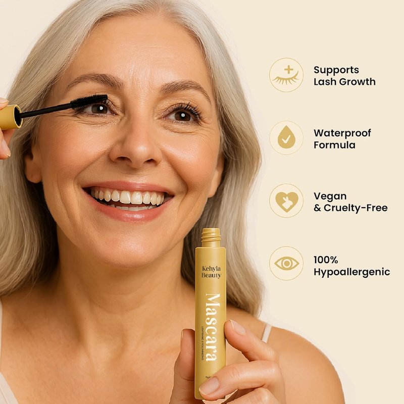 Kehyla Beauty™ Mascara - Lengthening & Volumizing Formula for Mature Women | Smudge-Proof, Water-Resistant, Long-Lasting in Black & Brown