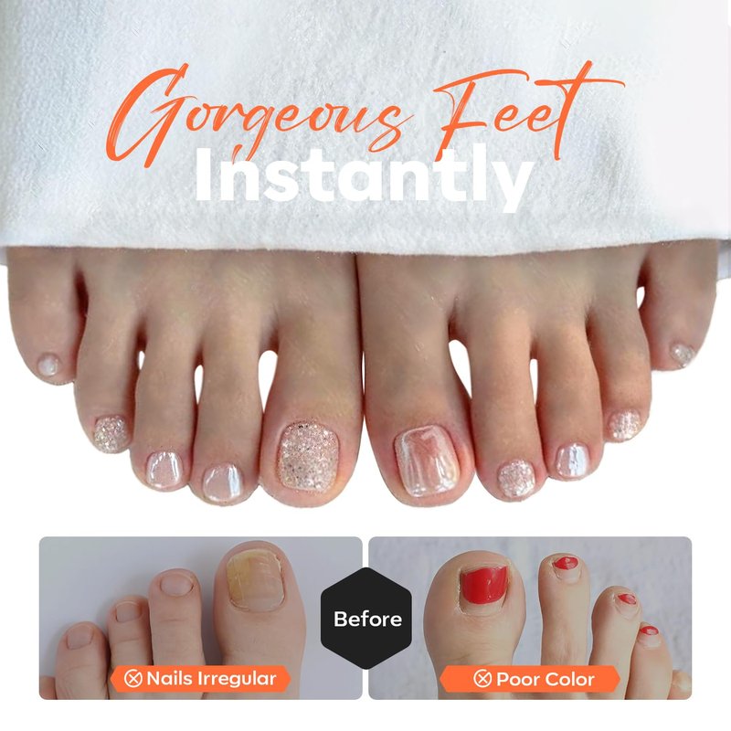 Modelones Toe Nail Tips Short Square Soft Gel Tips Squoval Fake Press Ons Toe Nails Matte Full Cover Pre-shape Extension Home DIY Salon 240Pcs 15Sizes