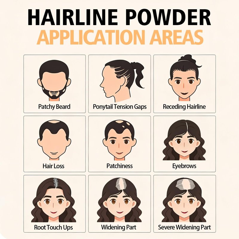 Root Cover Up Powder Hairline Powder for Women Root Touch Up Hair Color for Bald Spots, Eyebrows, Beard Line, Hair Fibers for Thinning Hair Shadow Cover Up 2 Pack (Black)