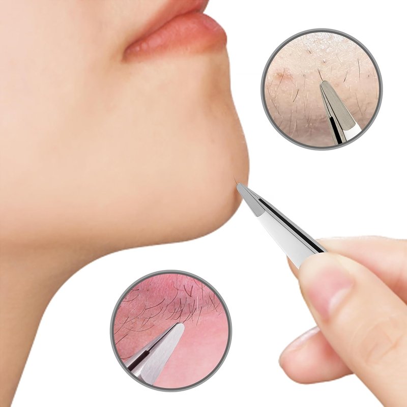Round Tip Tweezers for Women - Precision Stainless Steel Eyebrow & Chin Hair Removal | Blunt Tip Design