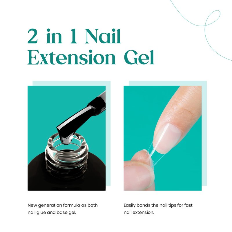 Beetles Gel Nail Kit Easy Nail Extension Set 5 In 1 Nail Glue Gel Base Coat with Pre shaped Medium Stiletto Gel Nail Tips Led Nail UV Lamp Acrylic Nail Clipper for Nail Art Diy