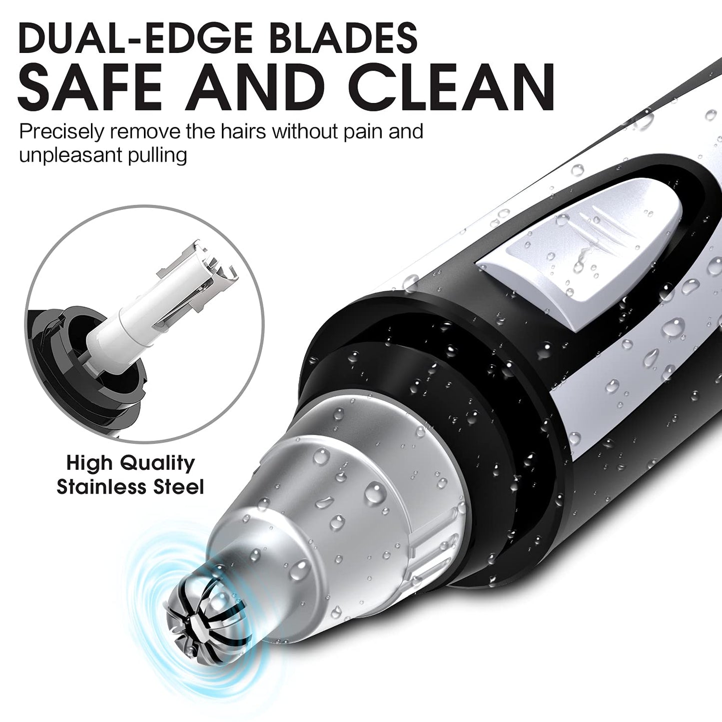 ZORAMI Ear and Nose Hair Trimmer Clipper - 2026 Professional Painless Eyebrow & Facial Hair Trimmer for Men Women, Battery-Operated Trimmer with IPX7 Waterproof, Dual Edge Blades for Easy Cleansing