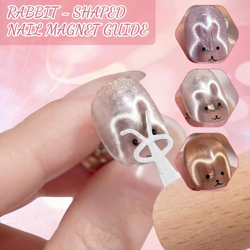 Cat Eye Magnet Set - 6 Pcs Nail Magnet Tool for DIY Gel Polish Art | Bunny & Heart Designs