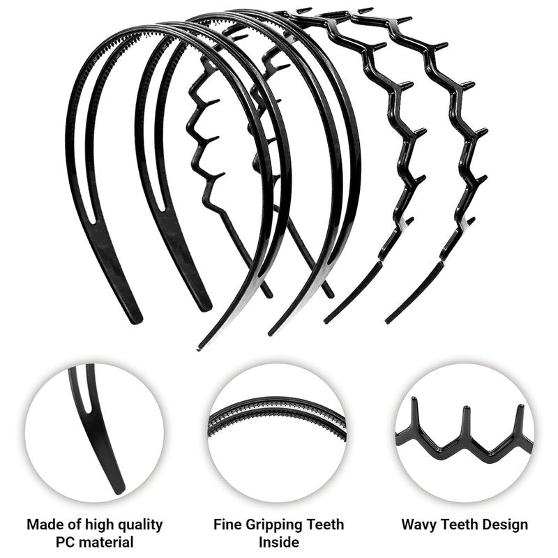REDANHA Hairband Set - 4-Piece Zigzag Headbands with Non-Slip Shark Tooth Design for Women & Girls