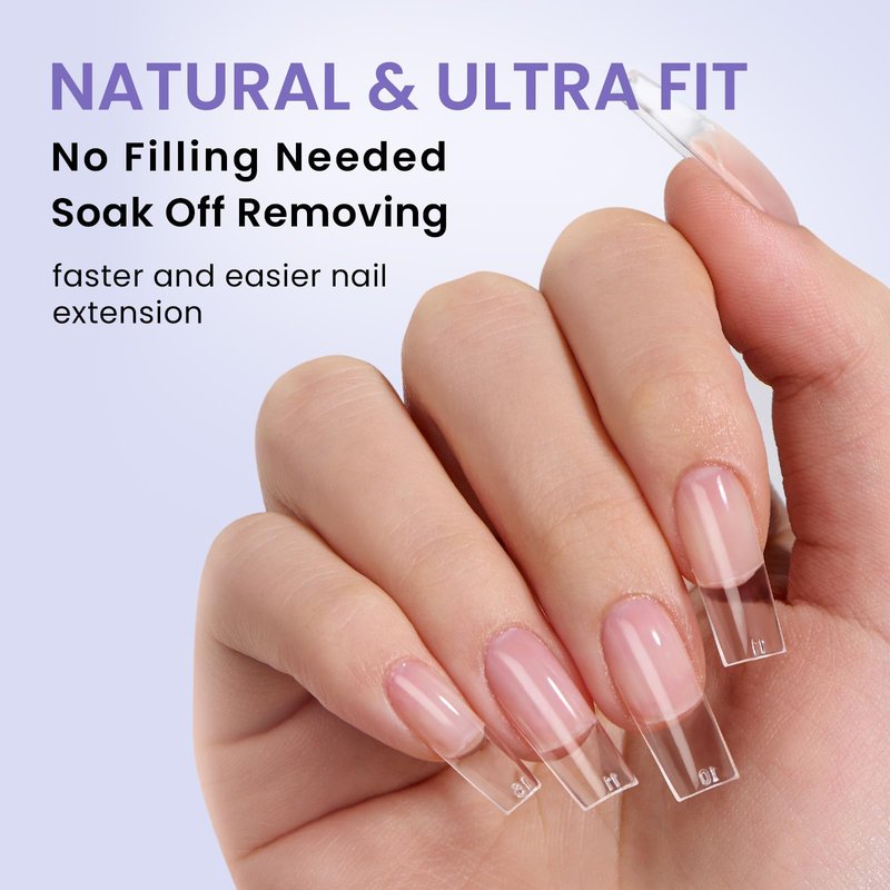 BTArtbox Square Gel Nail Tips - 320pcs Press on Nails Medium, Pre-shape Half Matte Clear False Tips, Full Cover Acrylic Fake Nails For Nail Extension, Home DIY Nail Salon 16 Sizes