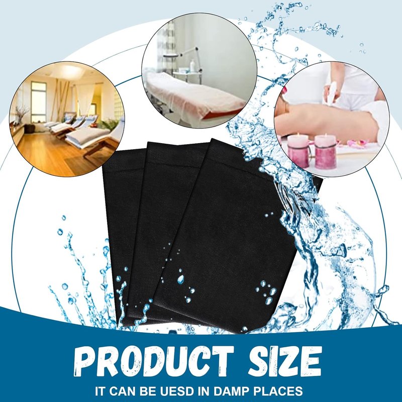 Kinlop Disposable Bed Sheets - 100 Pieces, Breathable Non-Woven Massage Table Covers | Black 31.5 x 71 Inch