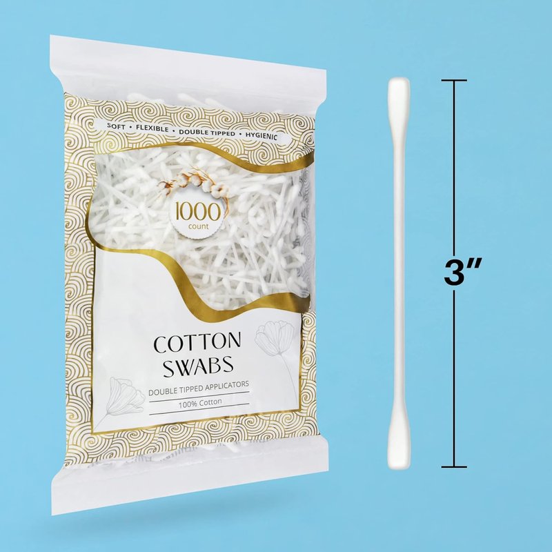 Cotton Swabs - 1000 Count Double-Tipped Q-Tips | 100% Pure Cotton for Ears, Makeup, Cleaning & Baby Care