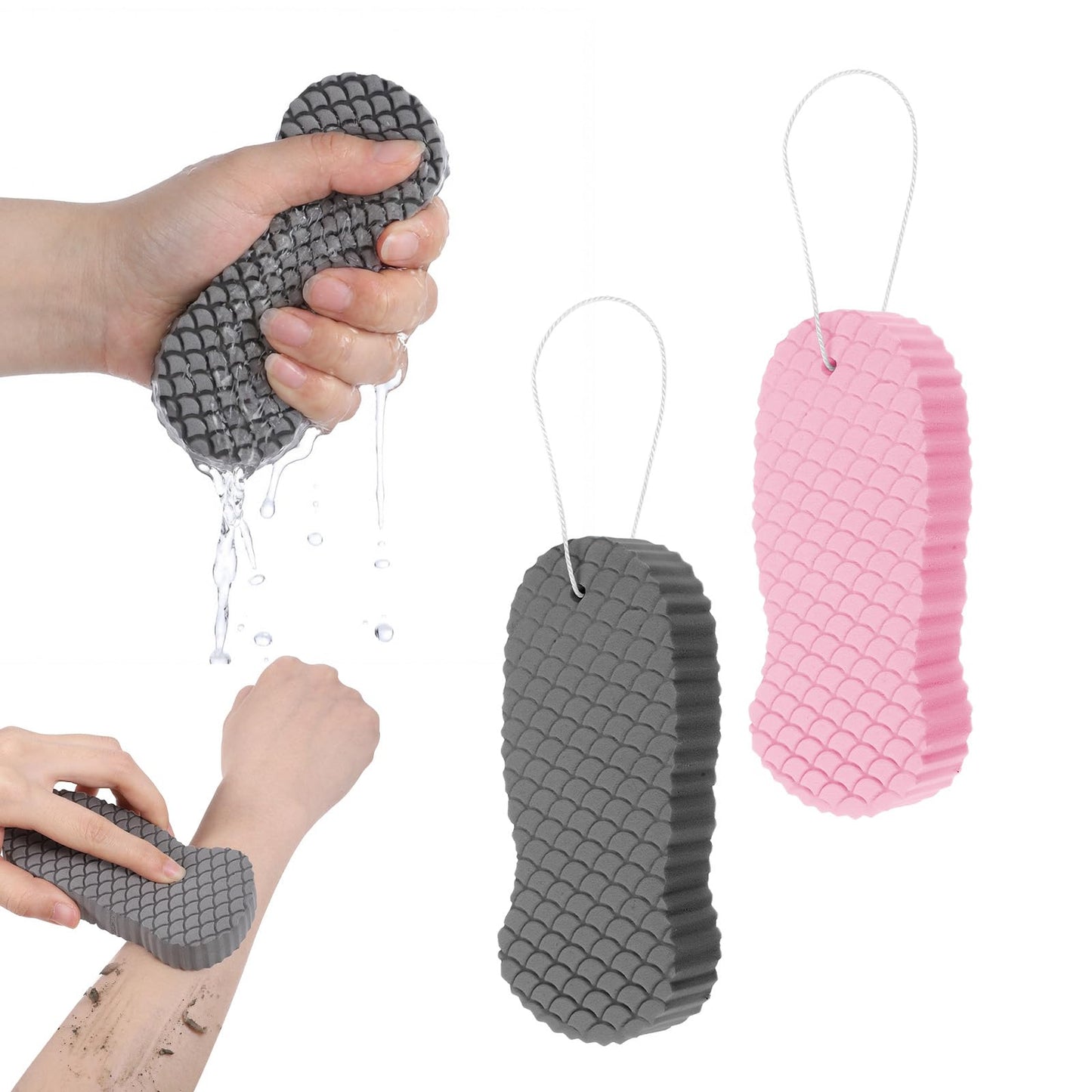 ElevateTech Exfoliating Bath Sponge, 4 Pcs Soft Exfoliating Bath Sponges for All Skin Types Gentle Skin Friendly and Reusable Body Scrubber Dead Skins Remover for Adults Men Women