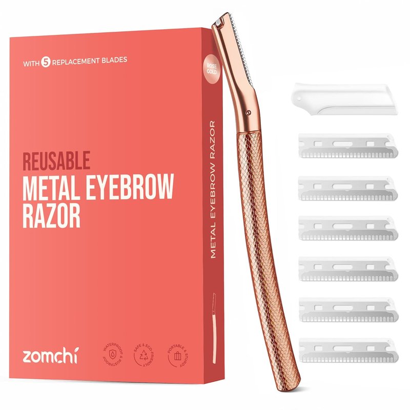 Eyebrow Razor - Precision Face Trimmer for Women & Men | 6-Blade Rose Gold Shaper