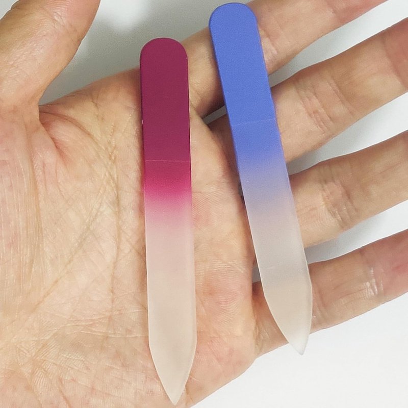 Mini Glass Nail File Set - Double-Sided Etched Crystal Files for Natural Nails | 2-Pack Travel Size