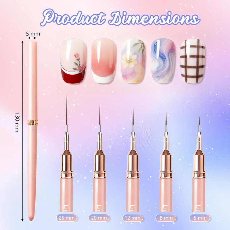 Nail Art Pens & Brushes Set - 11PCS Black Dotting Tools for Fine Drawing | UV Gel Polish Design Sizes 5/8/12/20/25mm