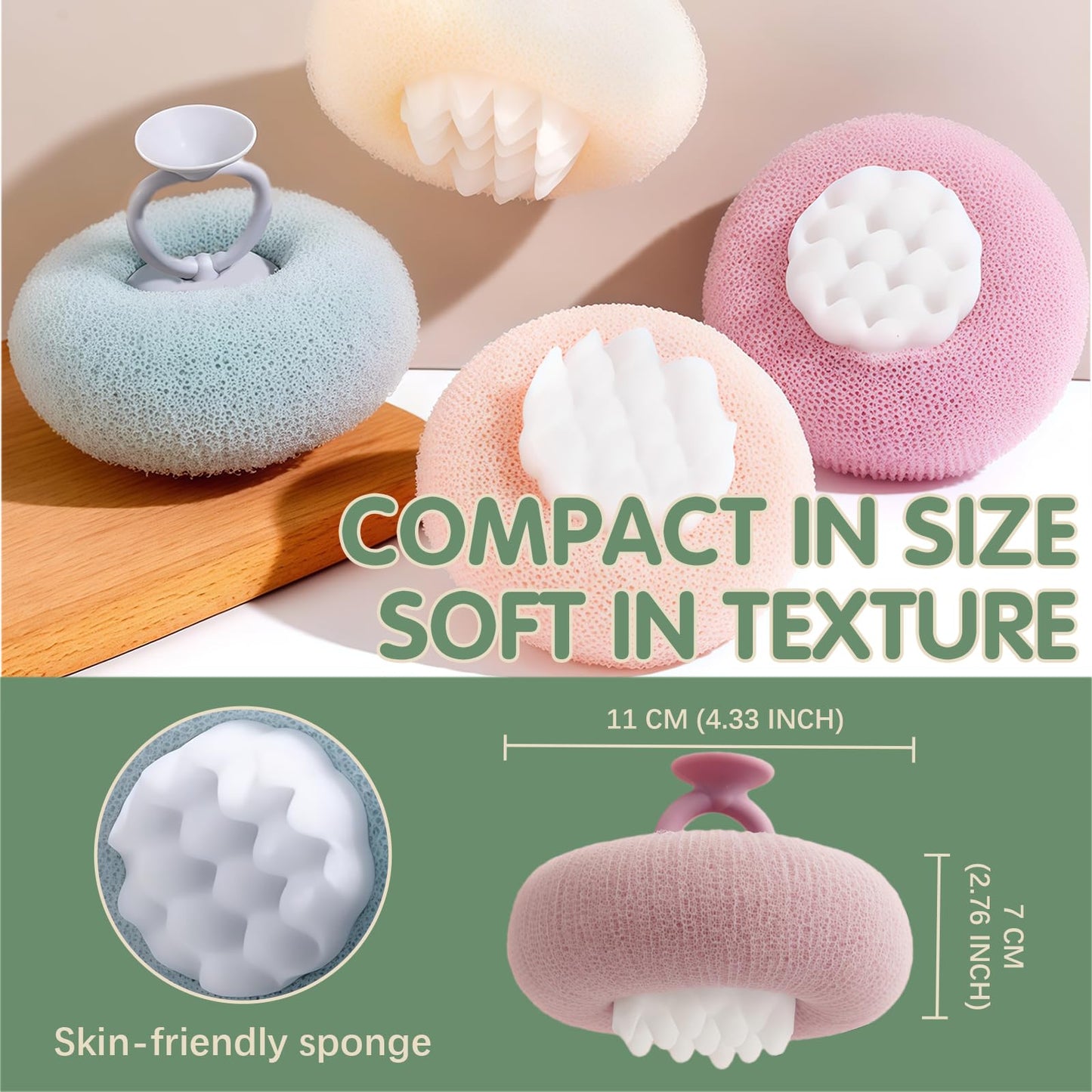 Super Soft Sunflower Suction Bath Ball, 2025 Upgraded 2 in 1 Sunflower Bath Ball Exfoliating Bath Sponge Cleaning Brush (2) (Pink)