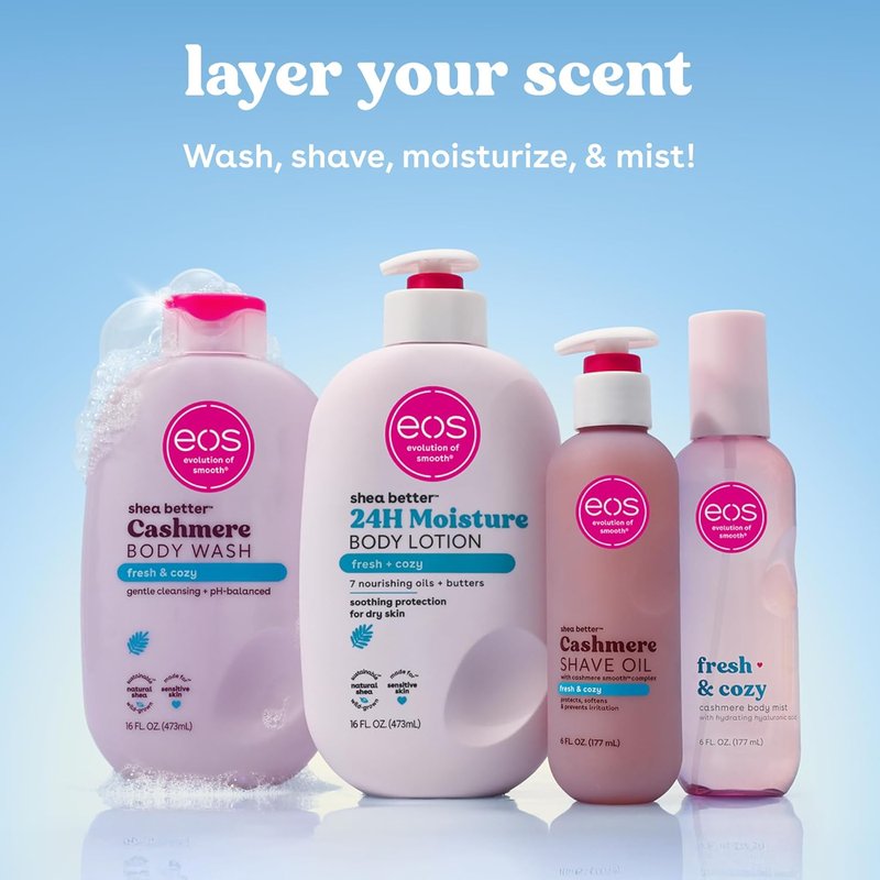 eos Cashmere Shave Oil - Moisturizing Formula with Shea Butter & Glycerin | Prevents Irritation, 6 fl oz