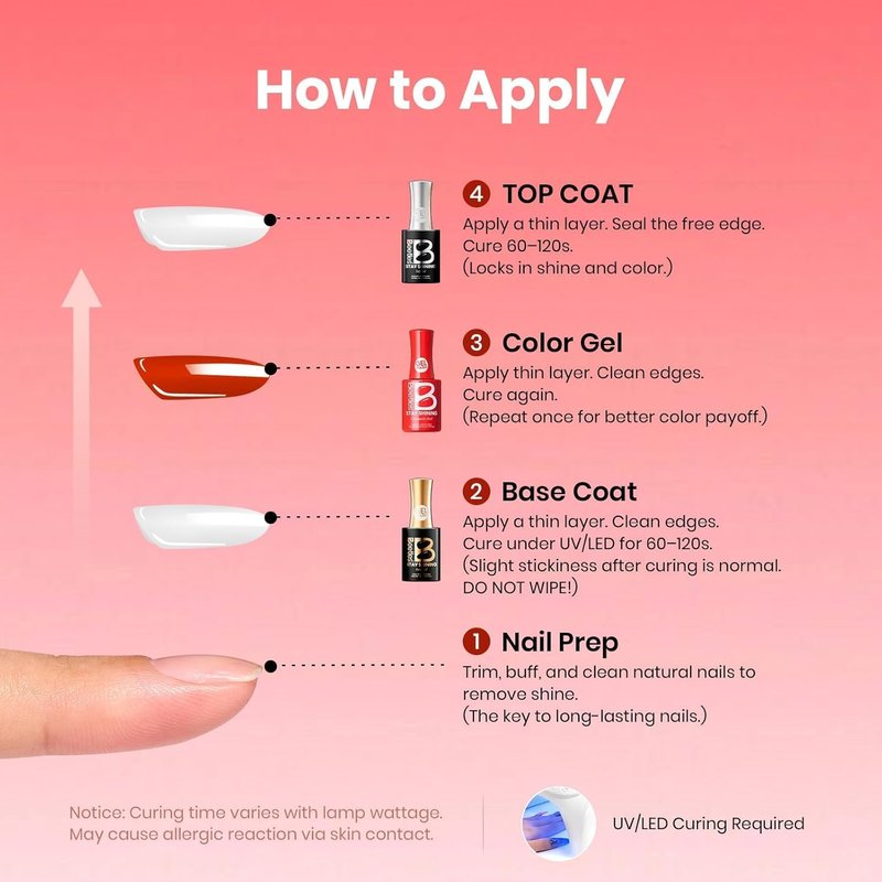 Beetles Red Gel Polish - Long-Lasting 15ML Red Nail Polish | Soak Off UV LED Lamp for Salon Quality Manicure