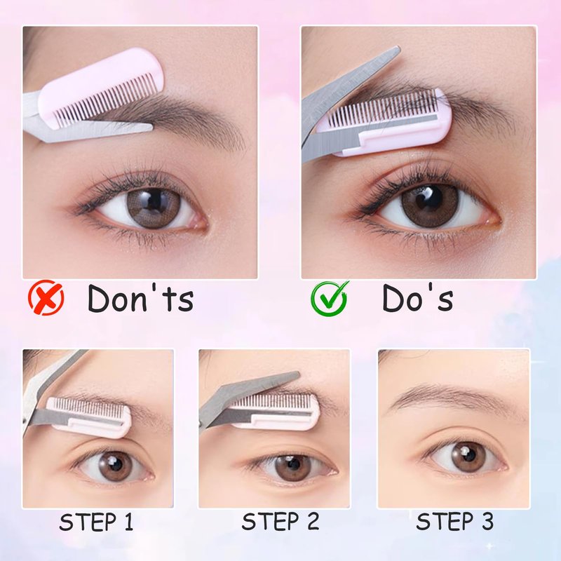 2Pcs Eyebrow Trimmer Scissors, Men Women Eyebrow Clippers, Comb Head Detachable, Safe Eyebrow Trimming Tool, Beard Trimmer, Easy to Operate for Beginners, Makeup Artist Recommended Eyebrow Scissors