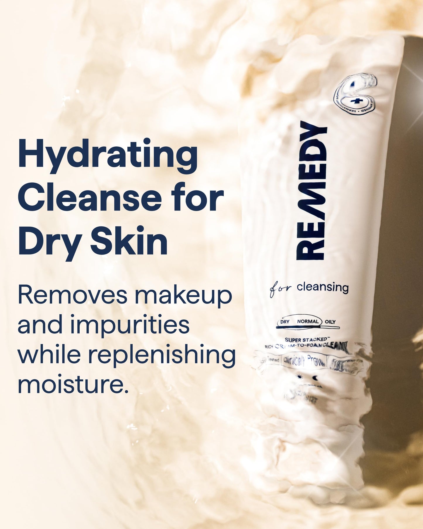 Remedy Cream-to-Foam Cleanser - Hydrating Face Wash with Ceramides, Hyaluronic Acid and Glycerin - Fragrance Free & Eczema Seal Certified - by Dermatologist Dr Shah | 5 fl. Oz