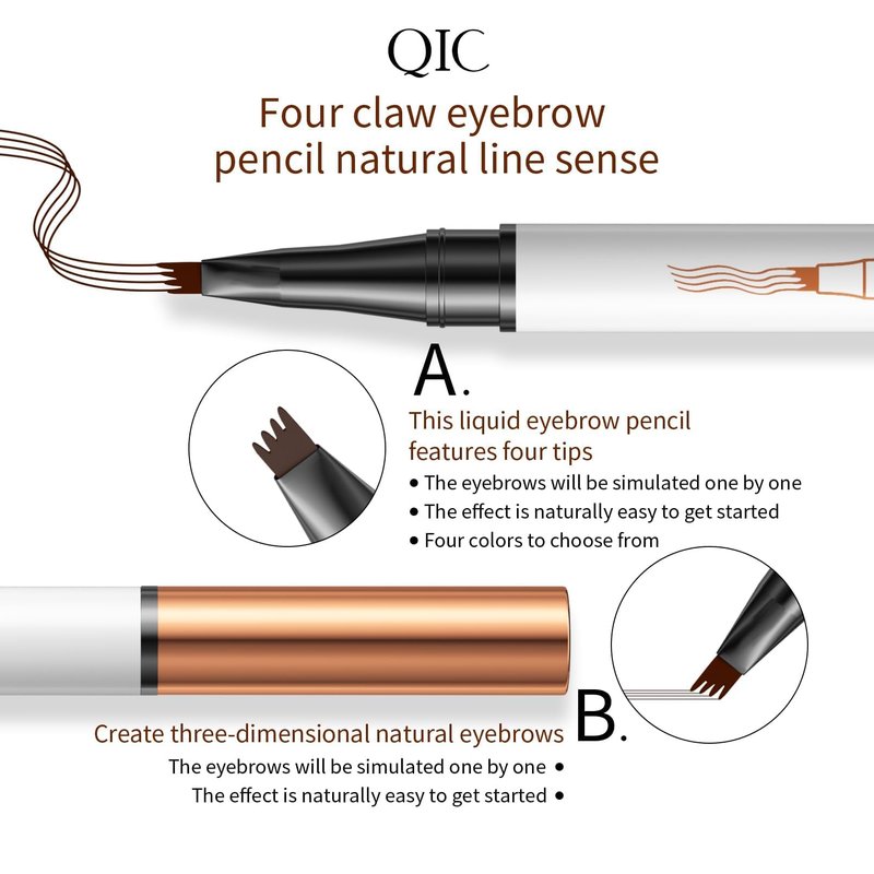 2 Pcs Microblading Eyebrow Pen, Upgraded 3D Waterproof 4-Tip Eyebrow Pencil, Natural Makeup Long-Lasting Fine Stroke Magic Eyebrow Pencil for Women Stay on All Day (Dark Brown(2 Pcs))
