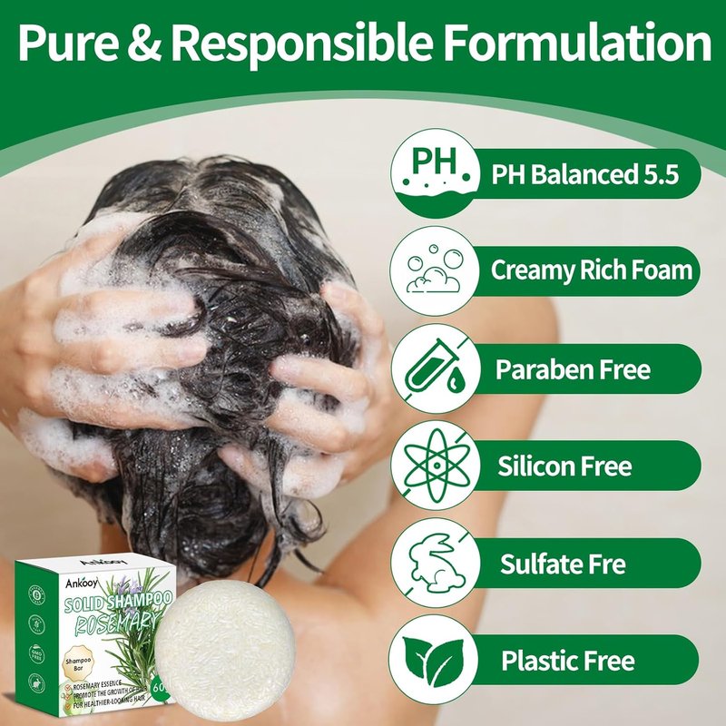 Skiennix 2 Pack Solid Shampoo Bar - Rosemary Oil for Thinning Hair | Natural & Organic Hair Care