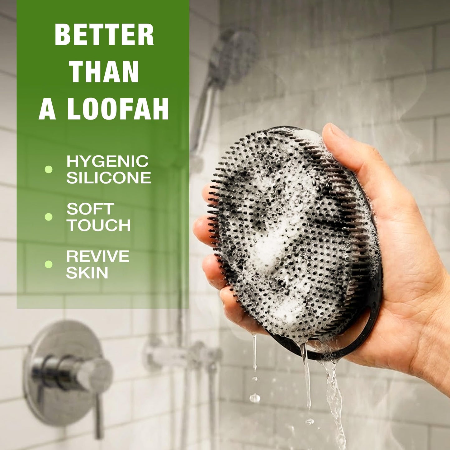 Purefest 3-in-1 Silicone Scrubber Set – Exfoliating Body Scrubber, Scalp Massager Shampoo Brush & Facial Cleansing Pad – Hygienic Shower Loofah Alternative for Men & Women (3 Pack)